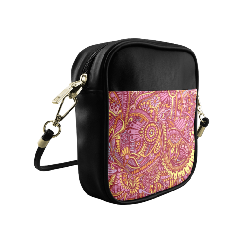 zz0106 floral pink hippie flower whimsical pattern Sling Bag (Model 1627)