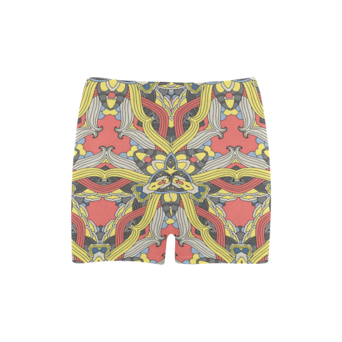 Zandine 0201 pink yellow vintage floral pattern Briseis Skinny Shorts (Model L04)