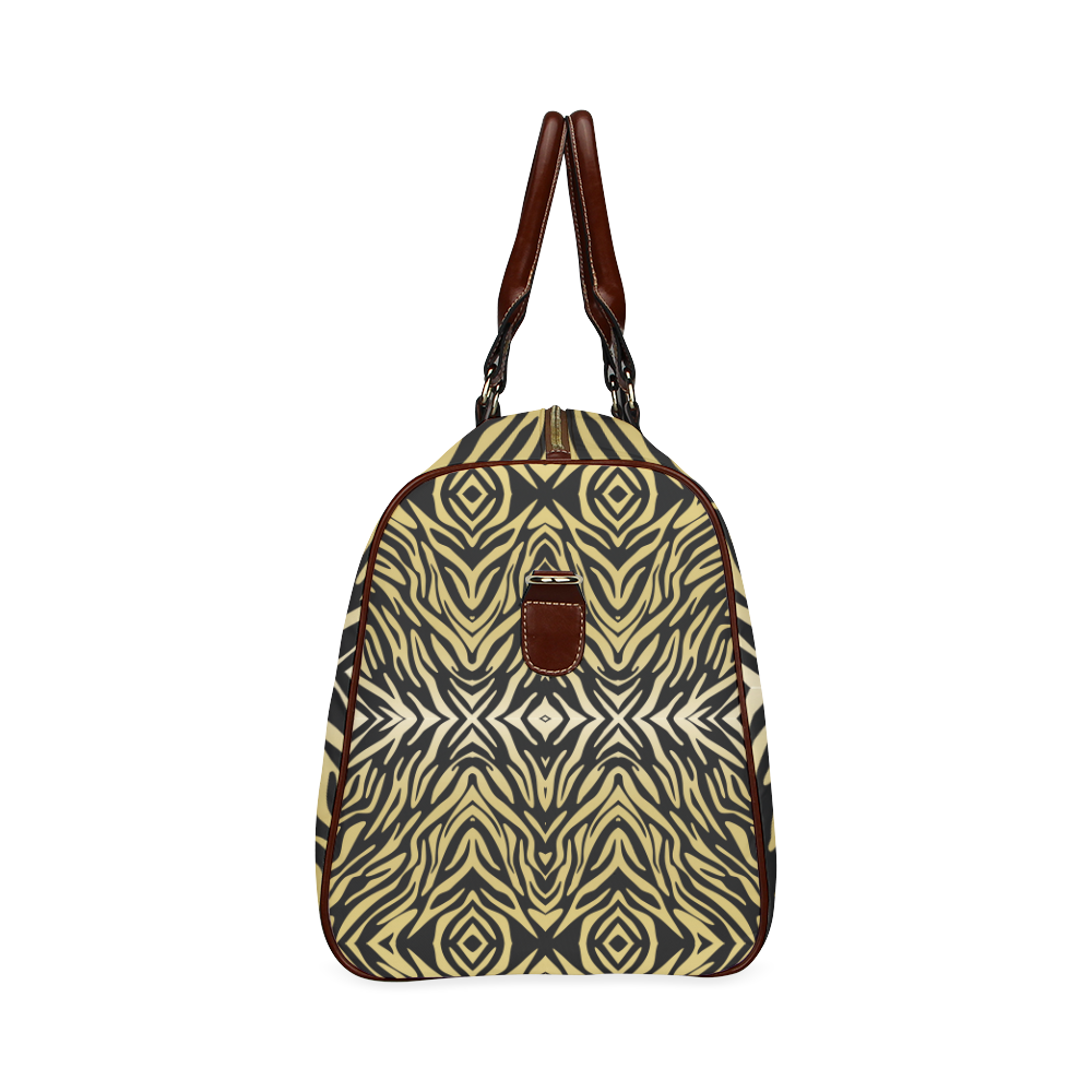 Gold and Black Zebra Print Pattern Waterproof Travel Bag/Small (Model 1639)