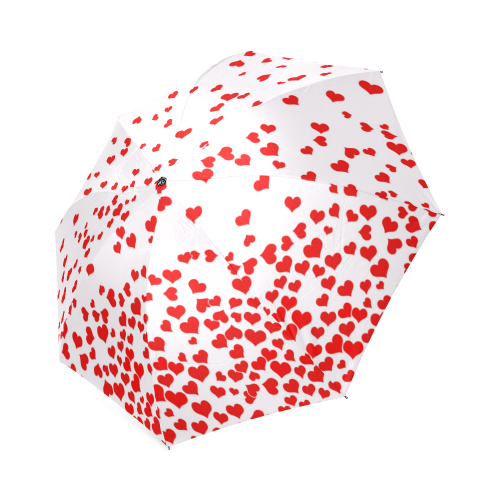 Red Falling Hearts on Pink Foldable Umbrella (Model U01)