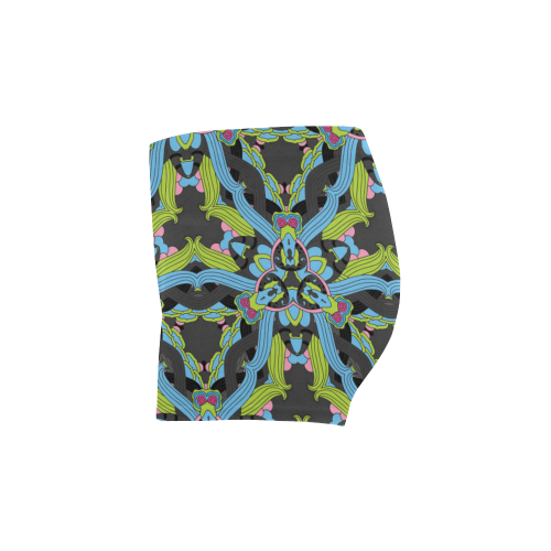 Zandine 0202 blue green floral pattern Briseis Skinny Shorts (Model L04)