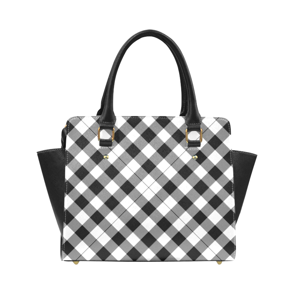Black and White Tartan Plaid Classic Shoulder Handbag (Model 1653)