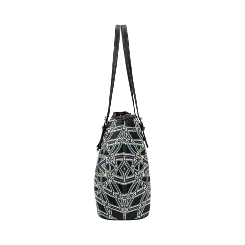Fishnet Fractal Abstract Leather Tote Bag/Small (Model 1651)