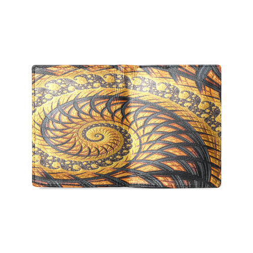 Spiral Yellow and Black Staircase Fractal Men's Leather Wallet (Model 1612)