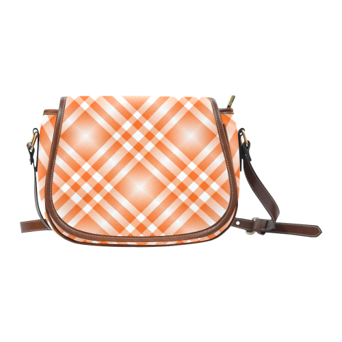 Orange and White Tartan Plaid Saddle Bag/Large (Model 1649)