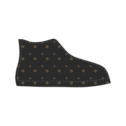 Golden Snowflakes On A Midnight Black Background Women's Classic High Top Canvas Shoes (Model 017)