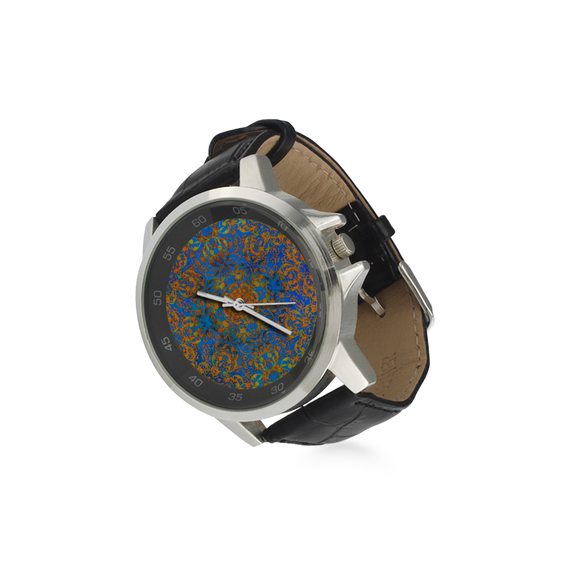 Magic mandala 4 Unisex Stainless Steel Leather Strap Watch(Model 202)