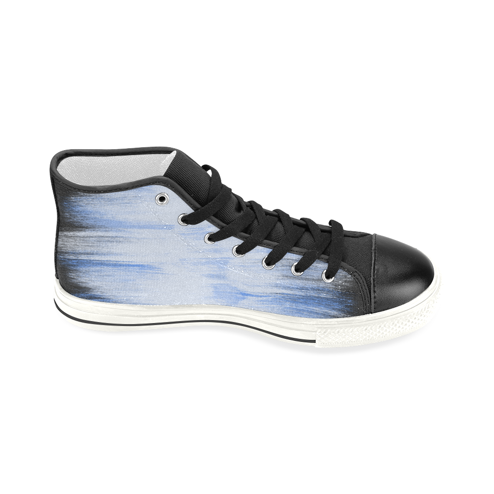 Cool Fresh Blue Painting Women's Classic High Top Canvas Shoes (Model 017)