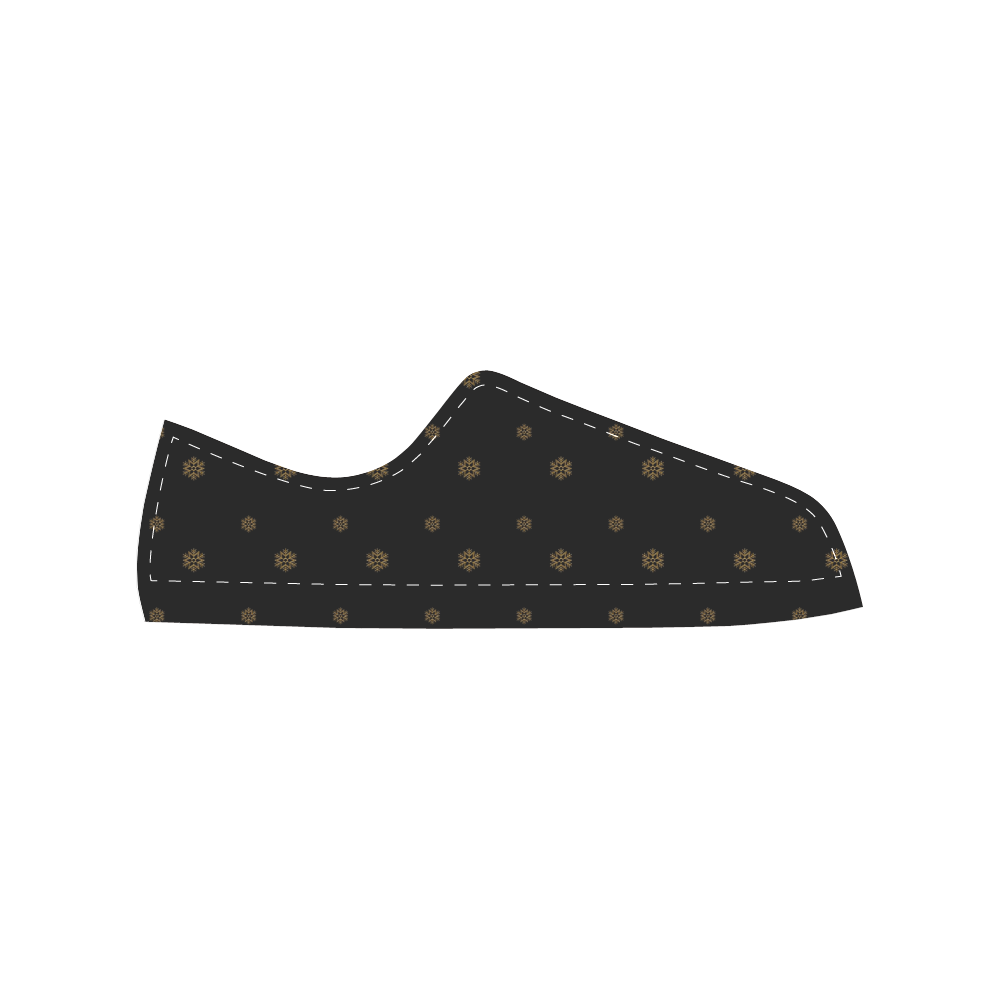 Golden Snowflakes On A Midnight Black Background Women's Classic Canvas Shoes (Model 018)