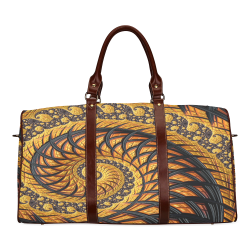 Spiral Yellow and Black Staircase Fractal Waterproof Travel Bag/Small (Model 1639)