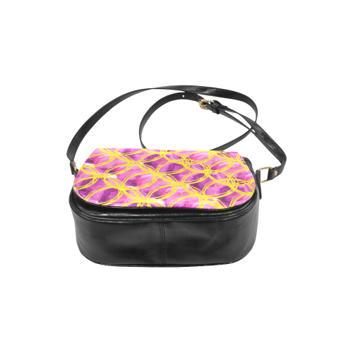 Yelllow and Magenta Circles Classic Saddle Bag/Small (Model 1648)