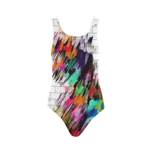 Wall of Color by Nico Bielow Vest One Piece Swimsuit (Model S04)