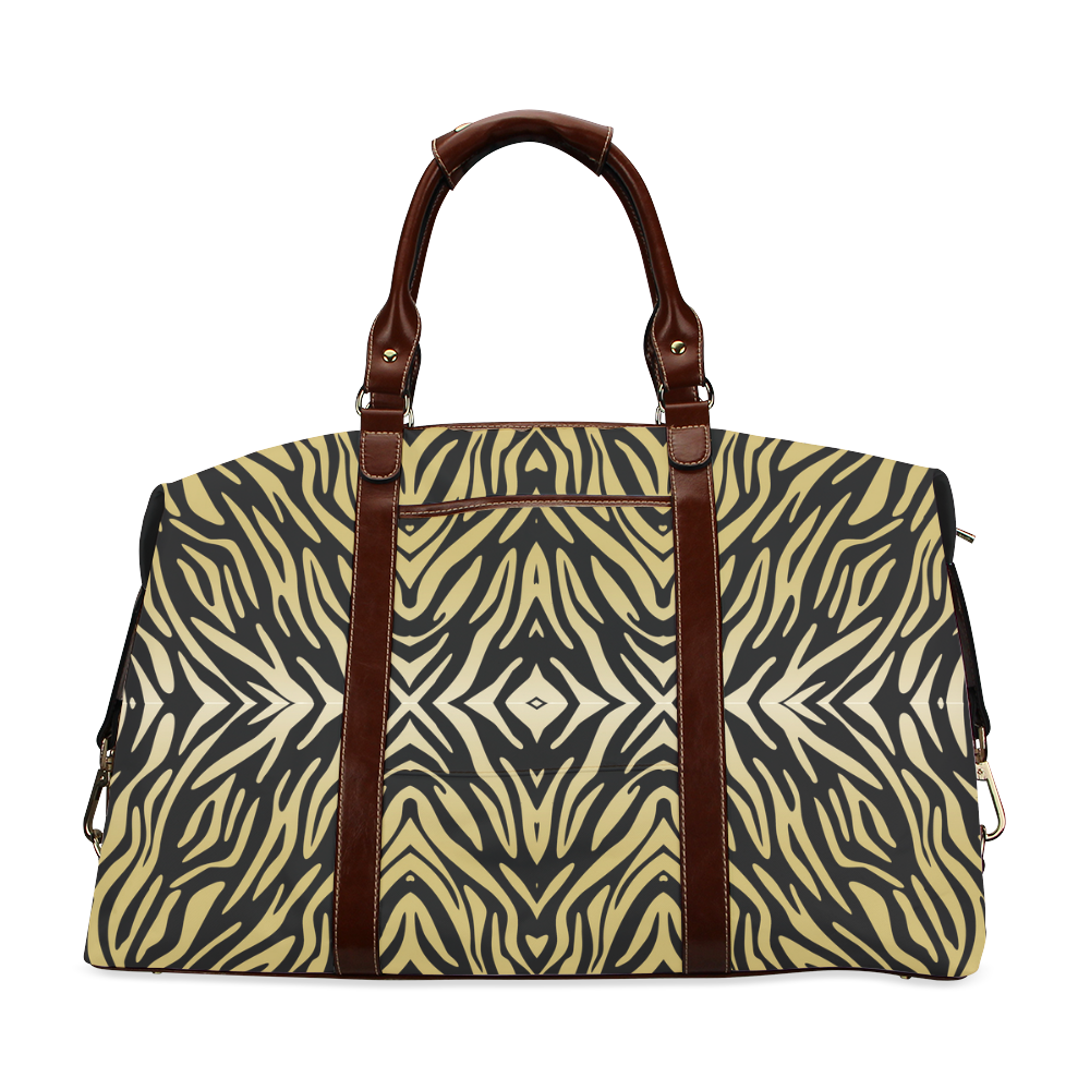 Gold and Black Zebra Print Pattern Classic Travel Bag (Model 1643)