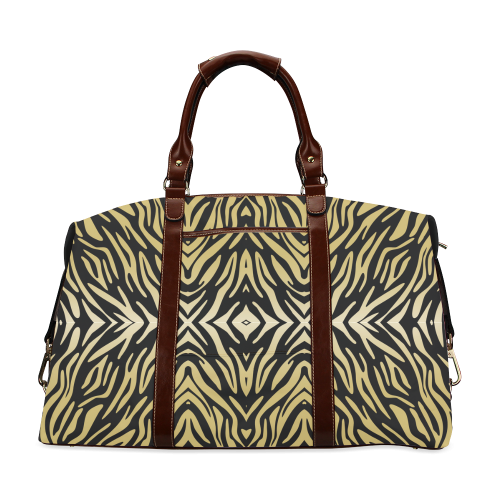 Gold and Black Zebra Print Pattern Classic Travel Bag (Model 1643)