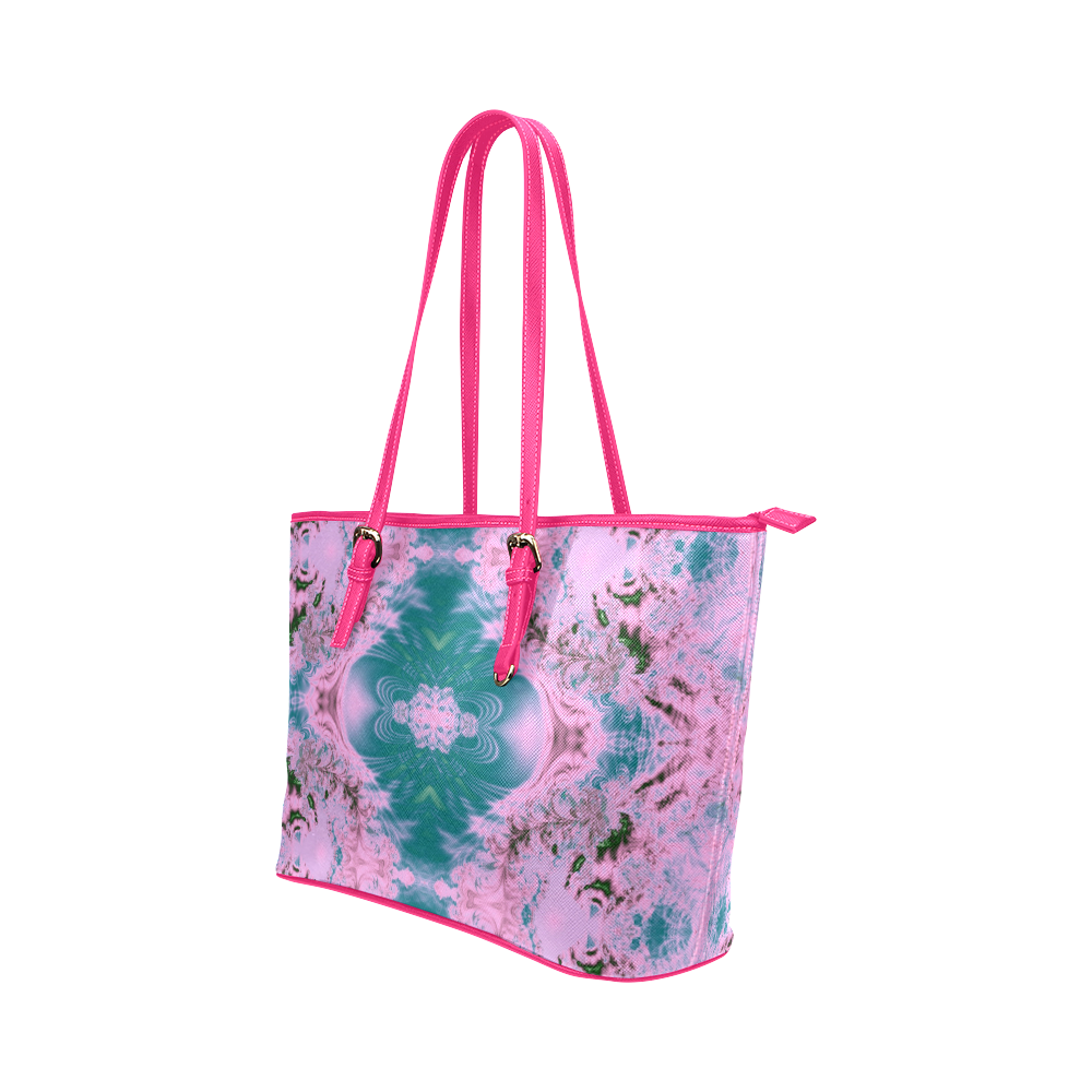 Japaneses Water Gardens Fractal Abstract Leather Tote Bag/Large (Model 1651)