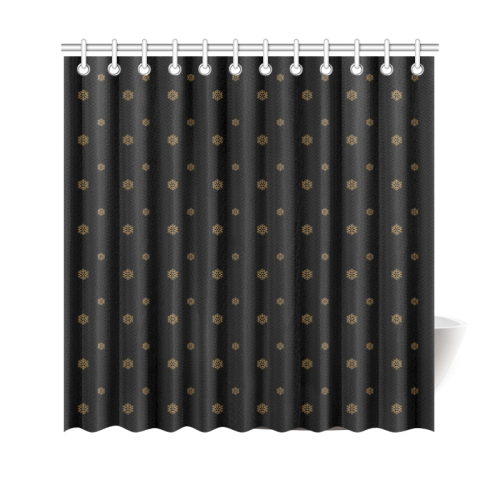 Golden Snowflakes On A Midnight Black Background Shower Curtain 69"x70"