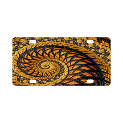 Spiral Yellow and Black Staircase Fractal Classic License Plate