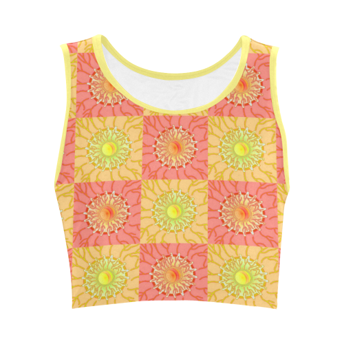 Chequered Sunshine Women's Crop Top (Model T42)