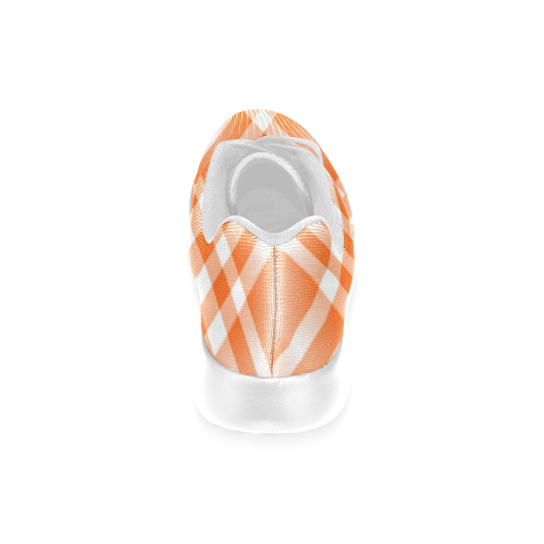 Orange and White Tartan Plaid Men’s Running Shoes (Model 020)