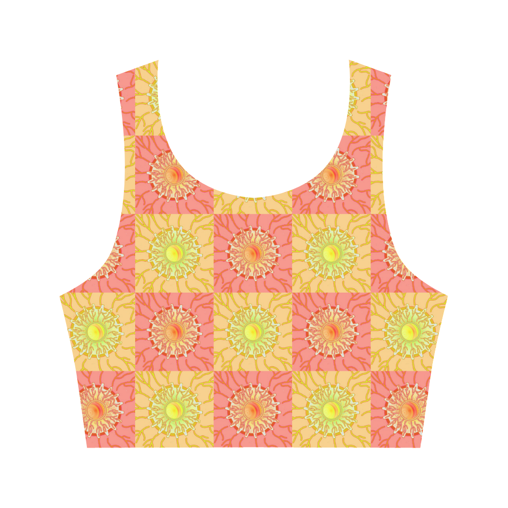 Chequered Sunshine Women's Crop Top (Model T42)