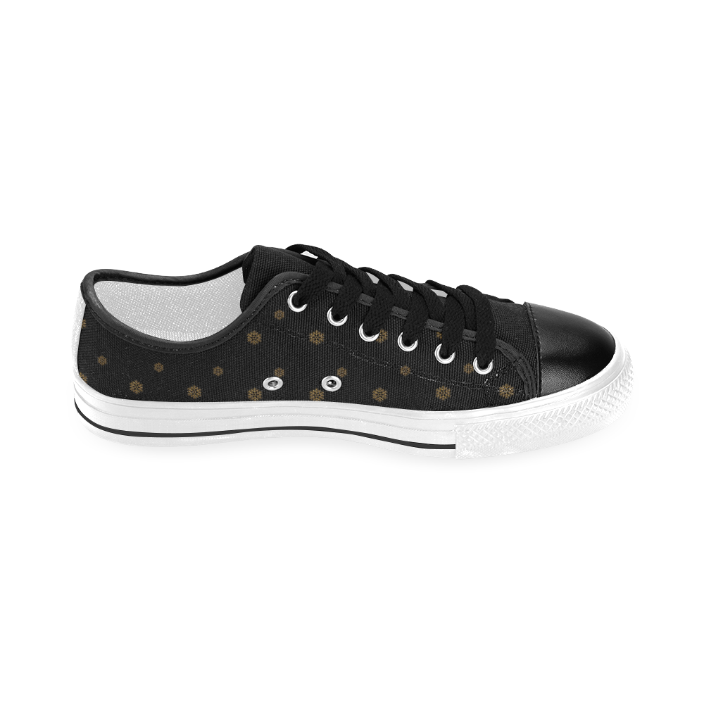 Golden Snowflakes On A Midnight Black Background Men's Classic Canvas Shoes (Model 018)