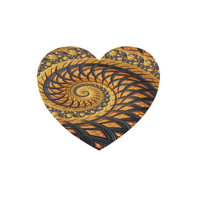 Spiral Yellow and Black Staircase Fractal Heart-shaped Mousepad