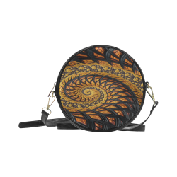 Spiral Yellow and Black Staircase Fractal Round Sling Bag (Model 1647)