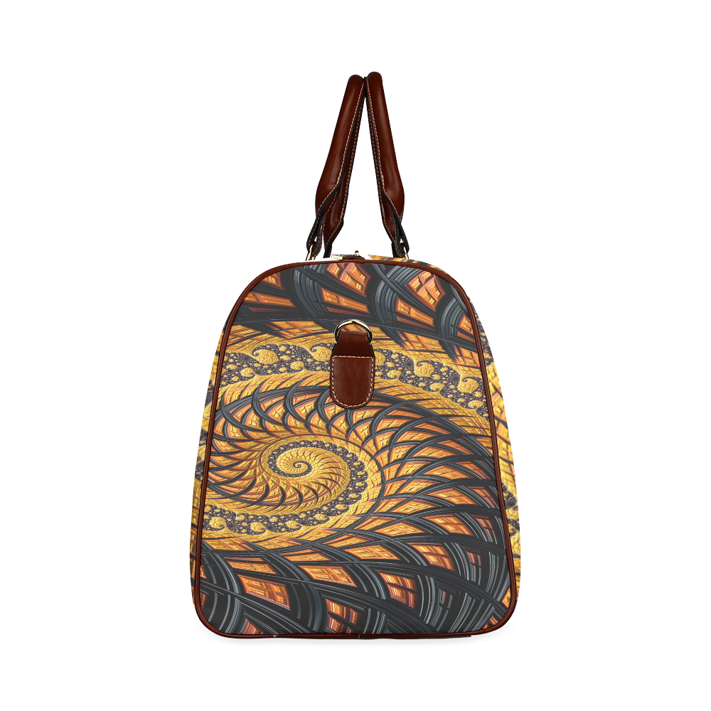 Spiral Yellow and Black Staircase Fractal Waterproof Travel Bag/Small (Model 1639)