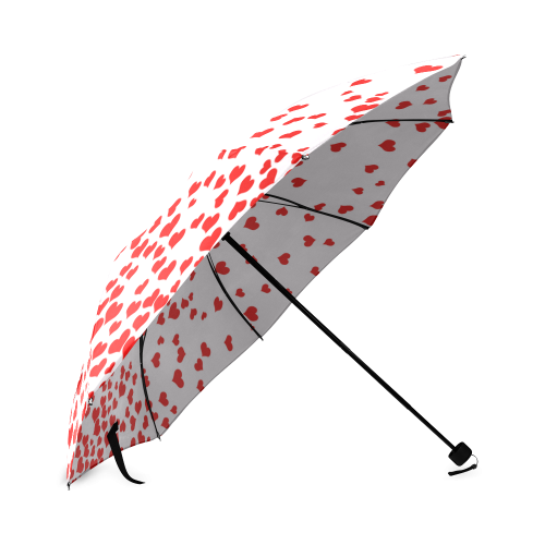 Red Falling Hearts on Pink Foldable Umbrella (Model U01)
