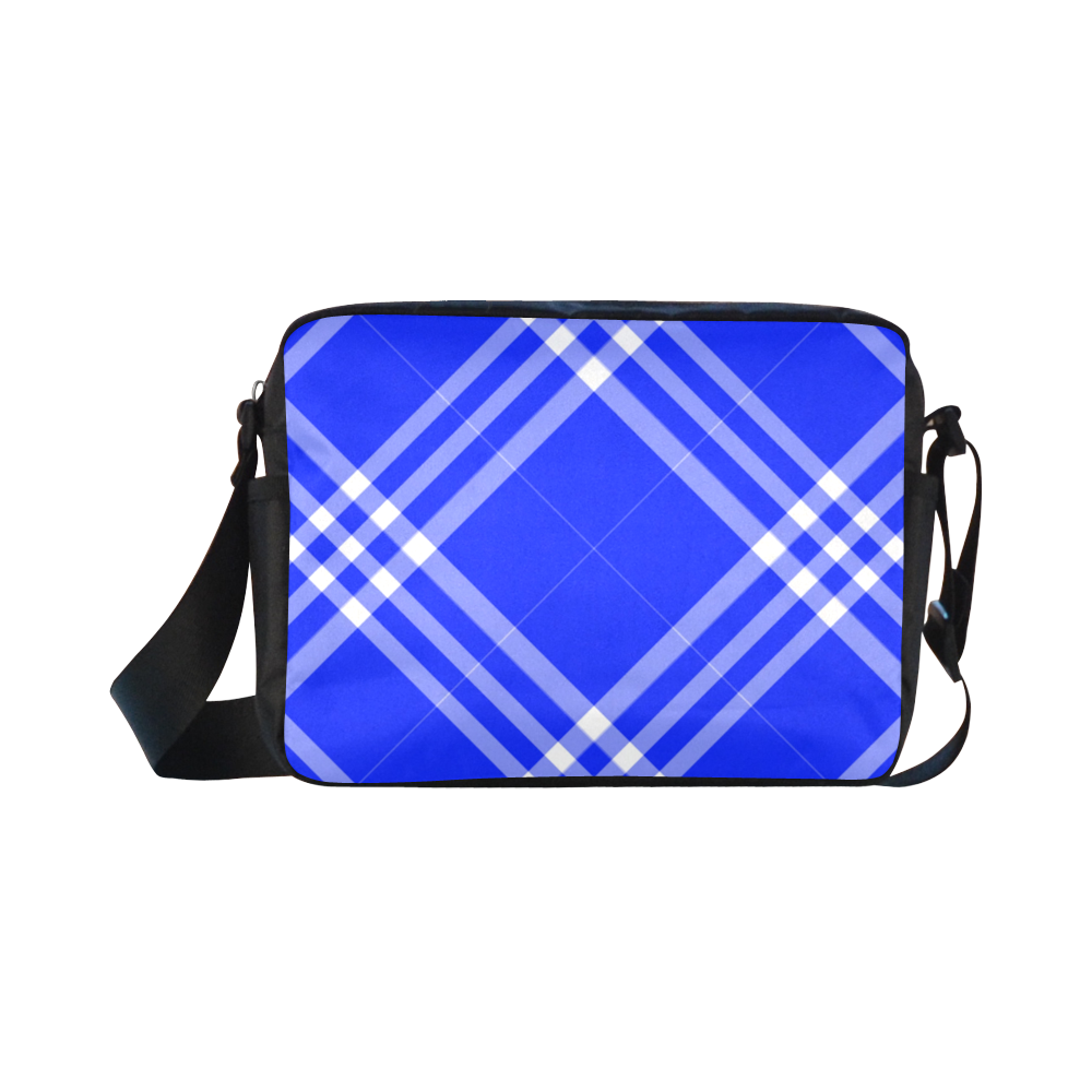 Blue and White Tartan Plaid Classic Cross-body Nylon Bags (Model 1632)