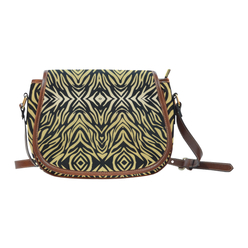 Gold and Black Zebra Print Pattern Saddle Bag/Small (Model 1649) Full Customization