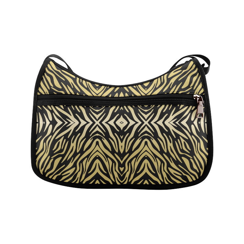 Gold and Black Zebra Print Pattern Crossbody Bags (Model 1616)