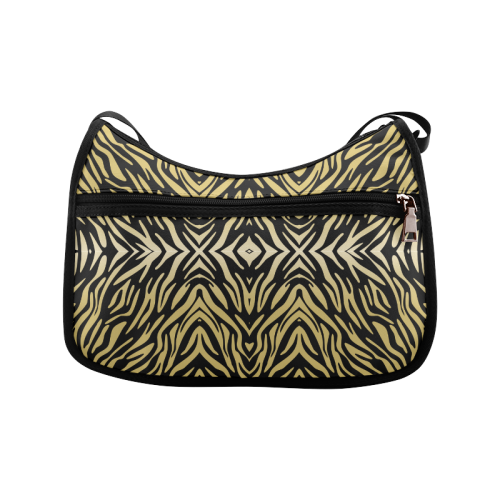 Gold and Black Zebra Print Pattern Crossbody Bags (Model 1616)