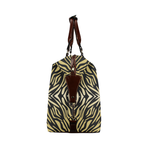 Gold and Black Zebra Print Pattern Classic Travel Bag (Model 1643)