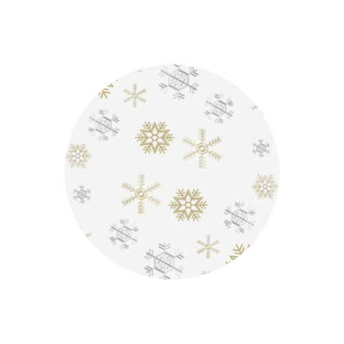 Silver and Gold Snowflakes on a White Background 2 Round Mousepad