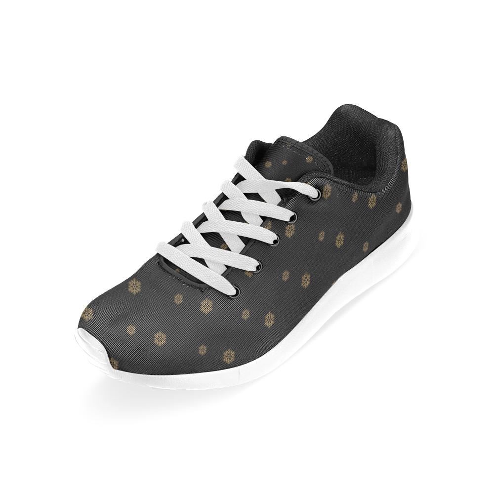 Golden Snowflakes On A Midnight Black Background Men’s Running Shoes (Model 020)