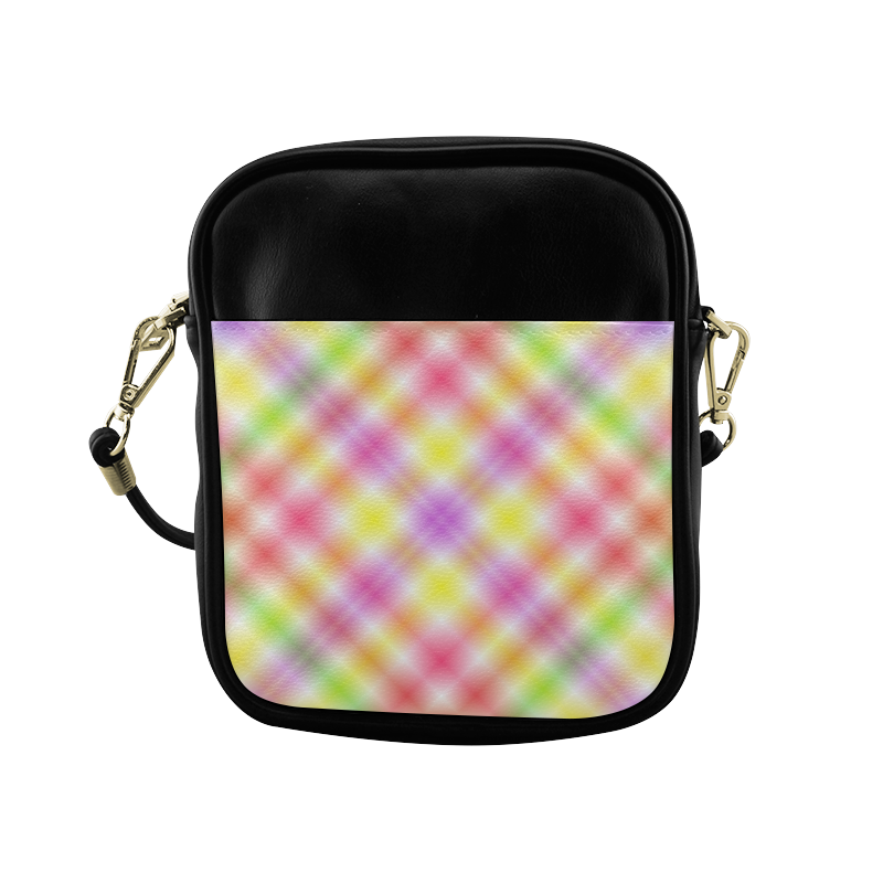 Multicolored Pastel Rainbow Tartan Plaid Sling Bag (Model 1627)