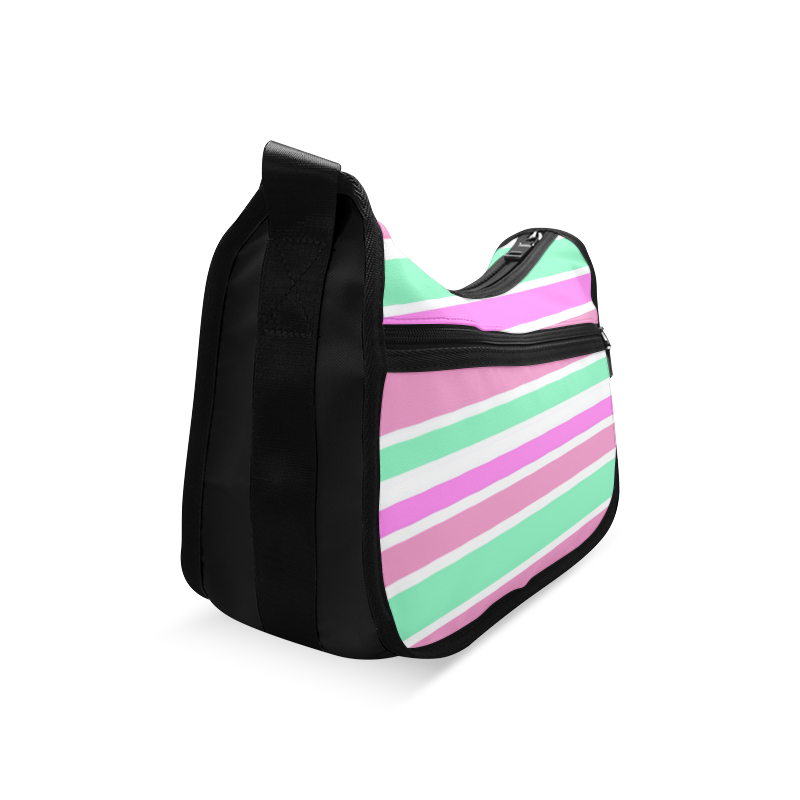 Pink Green Stripes Pattern Crossbody Bags (Model 1616)