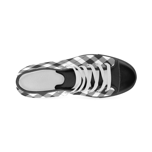 Black and White Tartan Plaid Men’s Classic High Top Canvas Shoes (Model 017)
