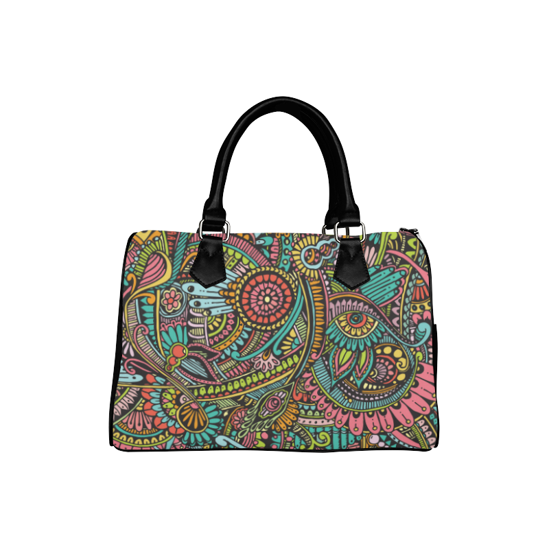 zz0103 floral hippie flower whimsical pattern Boston Handbag (Model 1621)