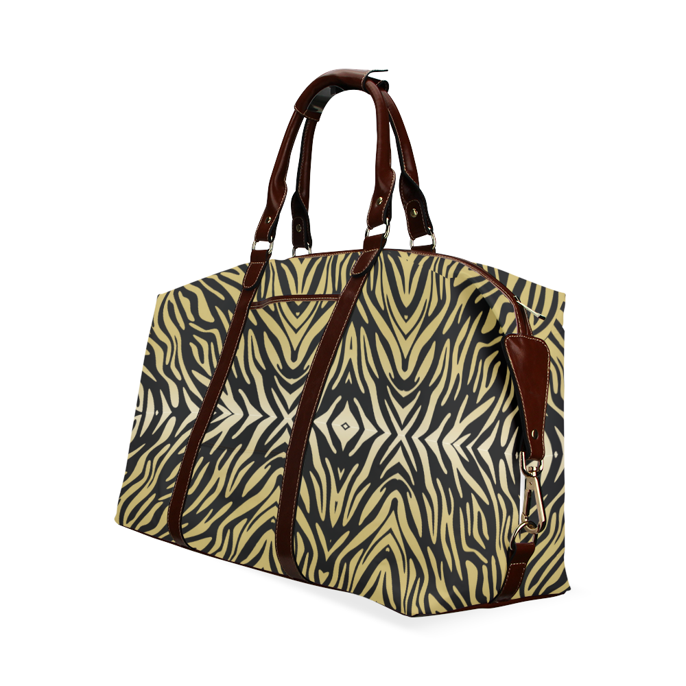 Gold and Black Zebra Print Pattern Classic Travel Bag (Model 1643)