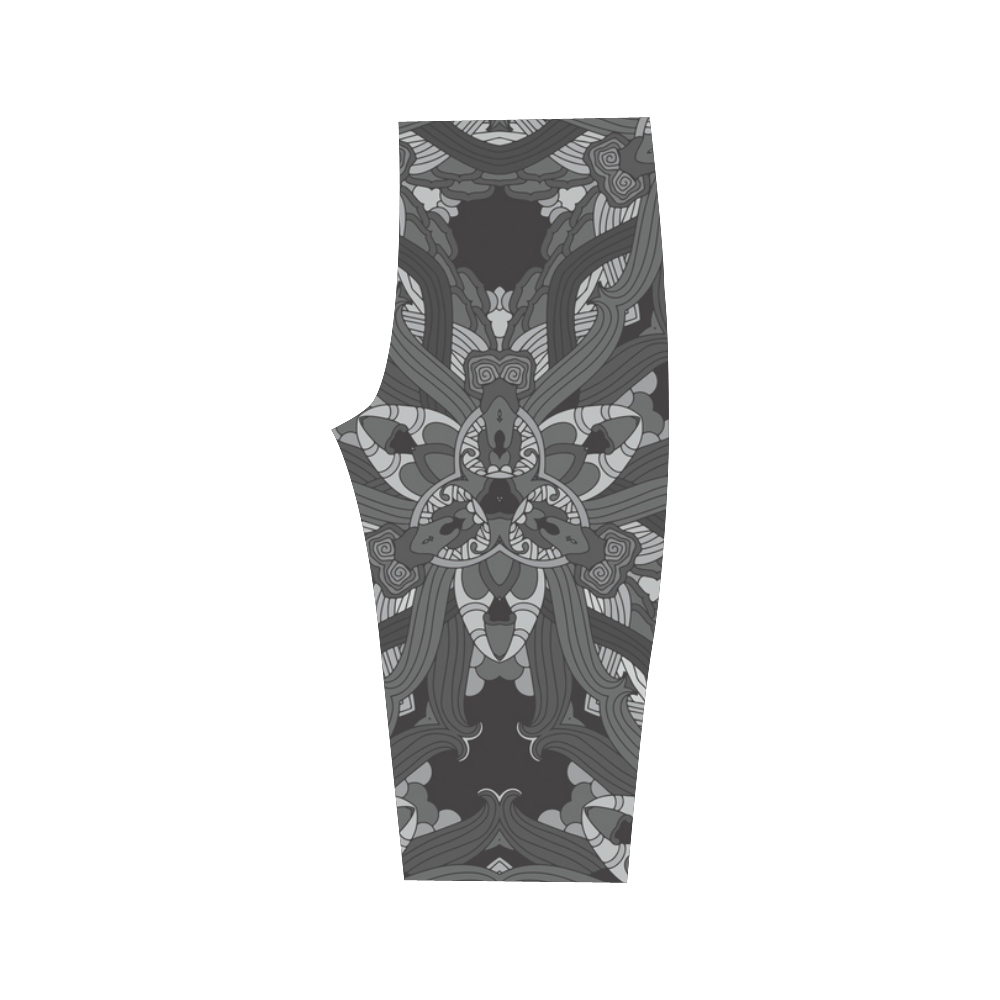 Zandine 0206 dark vintage floral pattern Hestia Cropped Leggings (Model L03)
