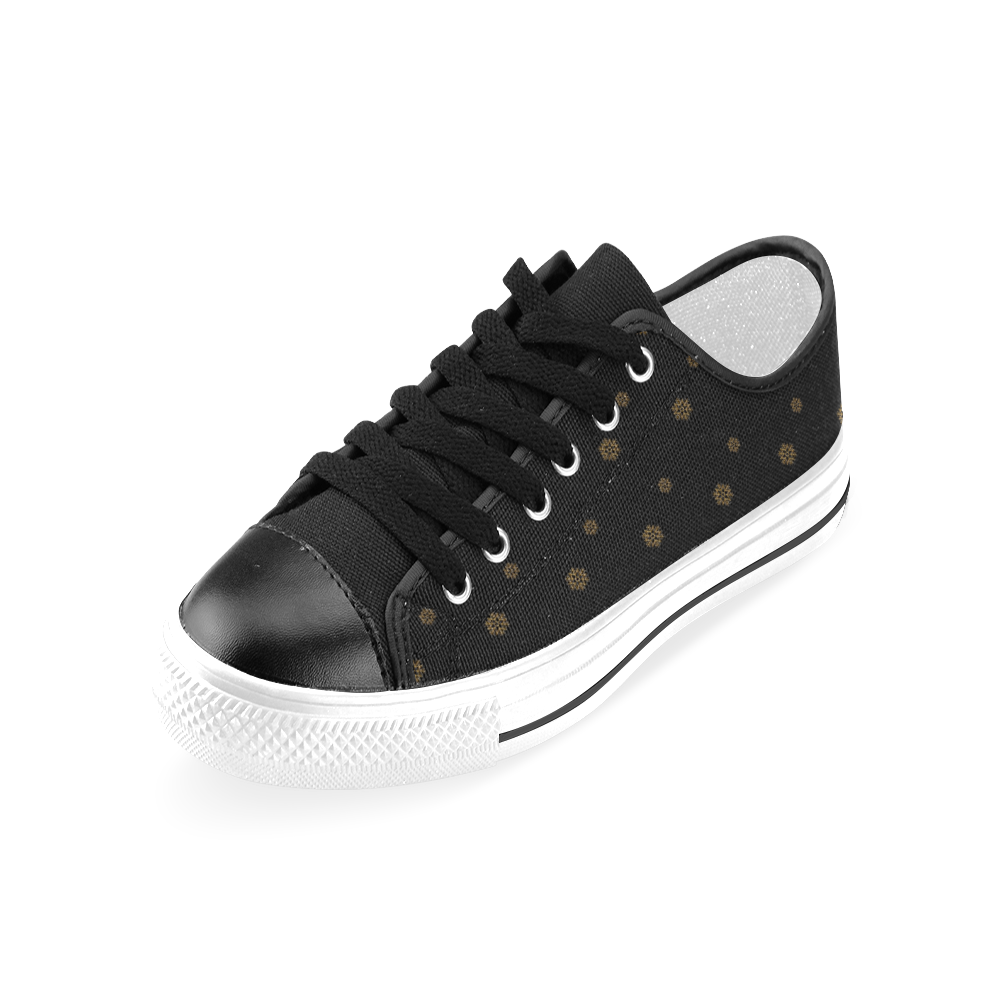 Golden Snowflakes On A Midnight Black Background Men's Classic Canvas Shoes (Model 018)