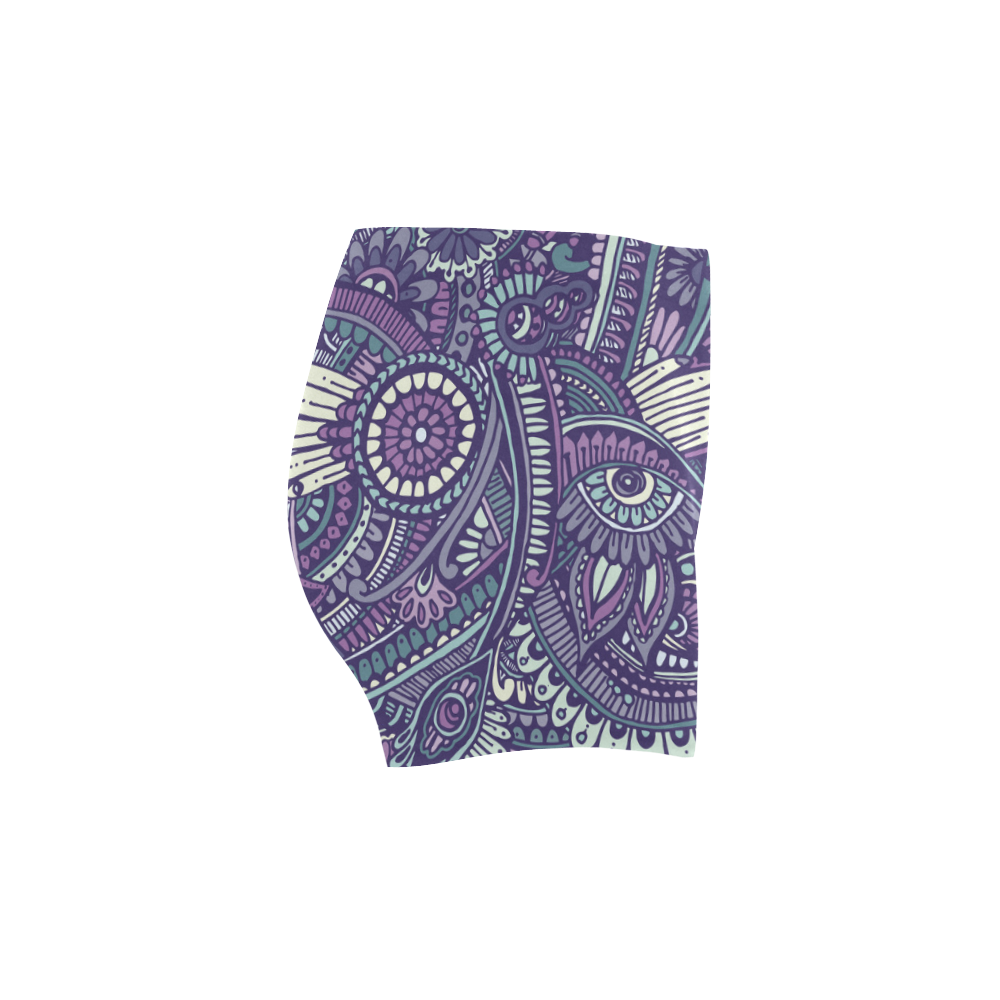 zz0102 purple hippie flower pattern Briseis Skinny Shorts (Model L04)