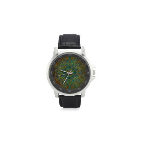 magic mandala 1 Unisex Stainless Steel Leather Strap Watch(Model 202)