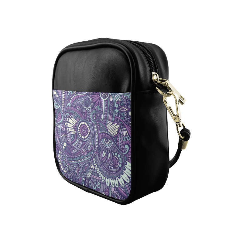 zz0102 purple hippie flower pattern Sling Bag (Model 1627)