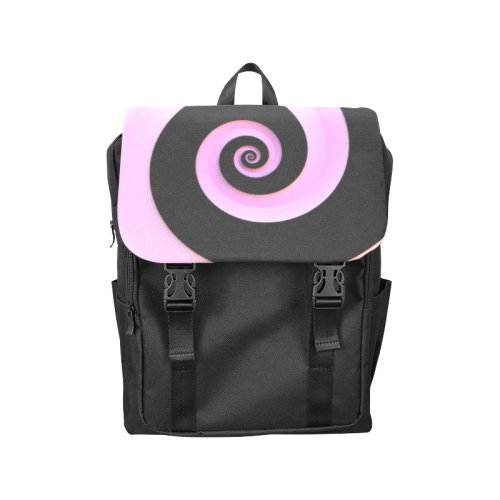 Pink/Black Spiral Casual Shoulders Backpack (Model 1623)