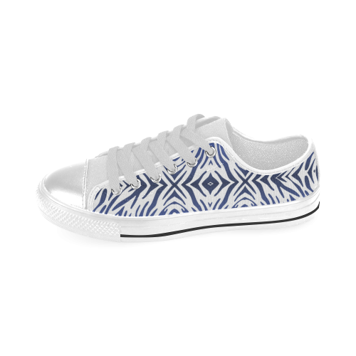 Blue Zebra Print Pattern Men's Classic Canvas Shoes (Model 018)