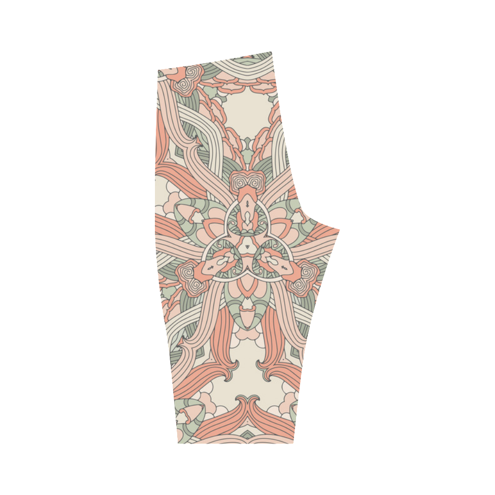Zandine 0205 vintage floral pattern Hestia Cropped Leggings (Model L03)