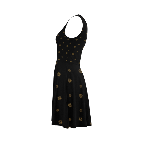 Golden Snowflakes On A Midnight Black Background Atalanta Sundress (Model D04)